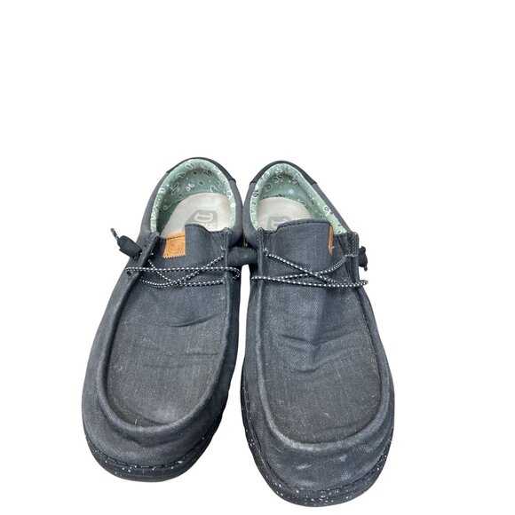 Hey Dude Wally Mens Charcoal Gray Black Washed Canvas Loafers shoes Sz 12 SKU 95 - Picture 14 of 14